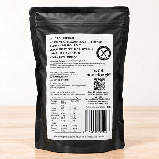 Wild Sourdough Wholemeal Gluten Free Bread and Pizza Flour 1kg pouch