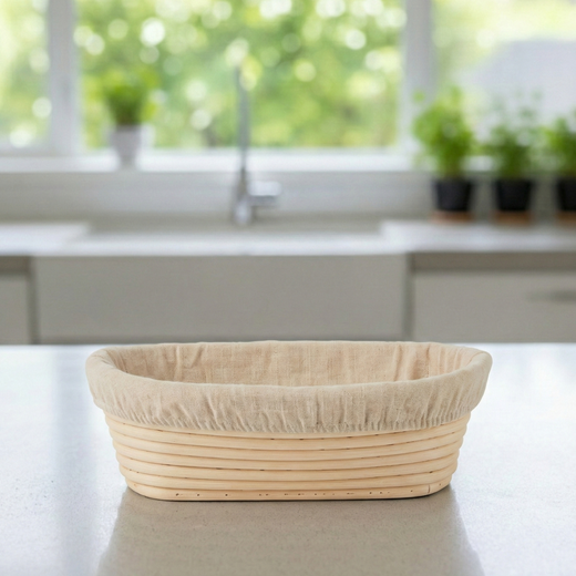 Oval rattan sourdough banneton with linen liner