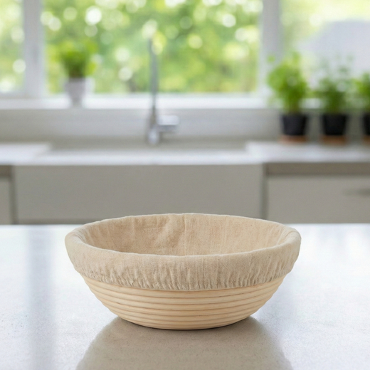 Round rattan sourdough banneton with linen liner